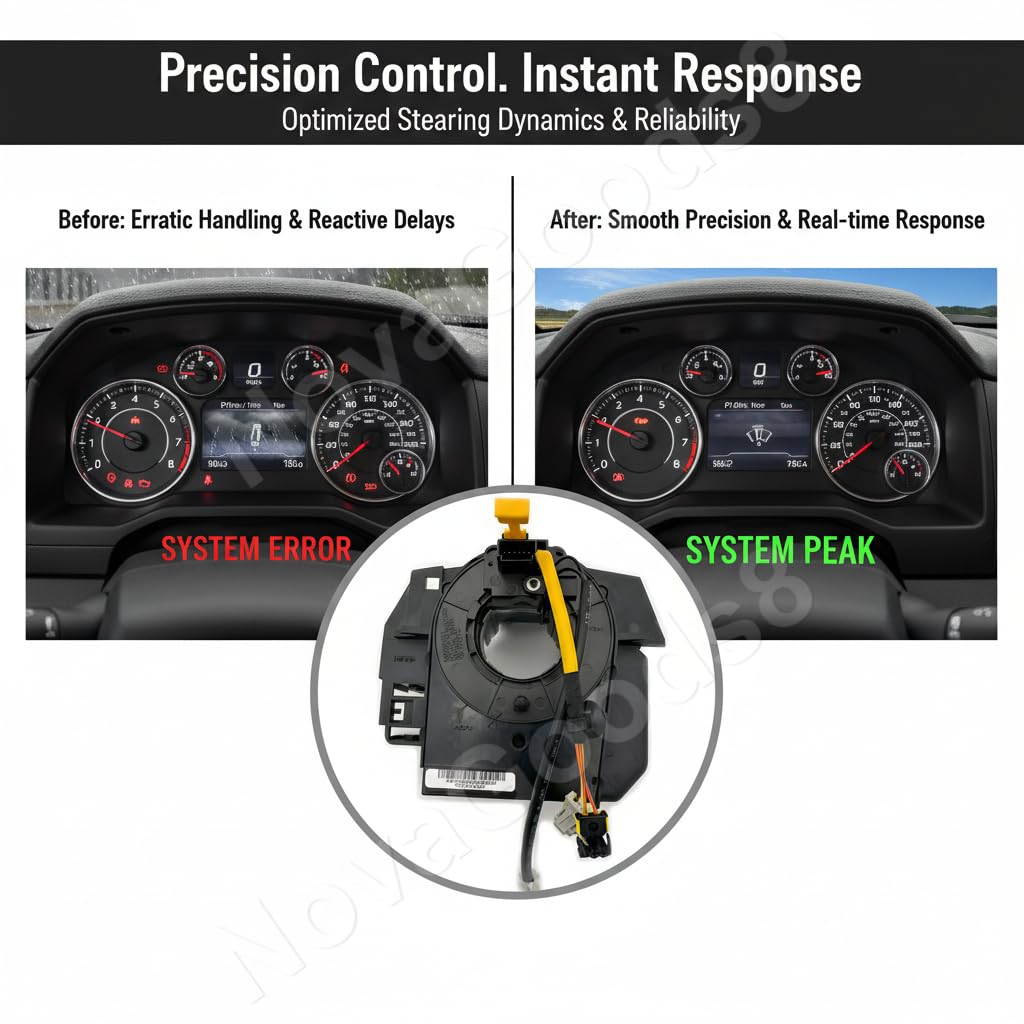 Dash Clock for Dashboard Spring Replacement for Dodge RAM 1500 2013-2022, RAM 2500/3500 2013-2018 with Heated Steering Wheel/Fit All Models (with Angle Sensor)